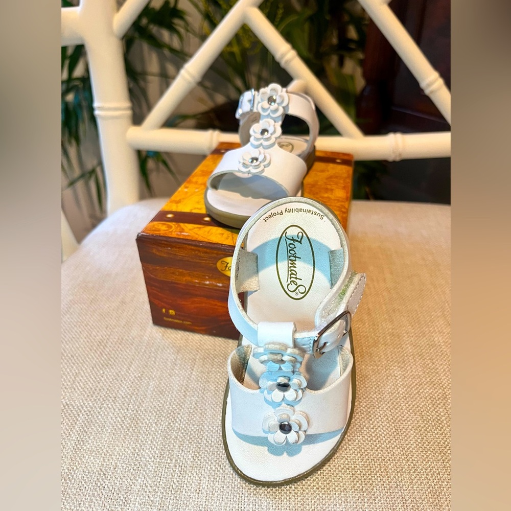 Toddler Girl Footmates Ariel 110 White Leather Sandals